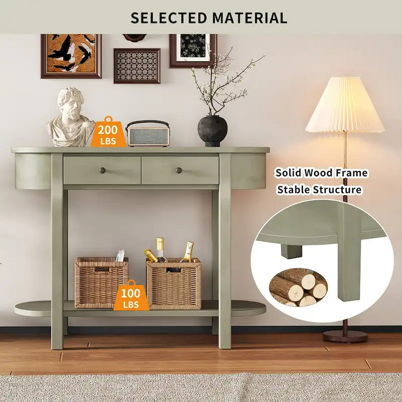 Vintage Console Table, Glossy Sofa Table for Entryway and Living Room