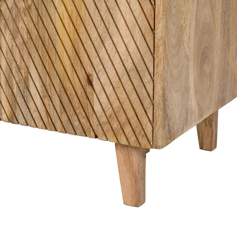 Rustic Wood Accent Cabinet,Fluted Design,Adjustable Shelf,Storage