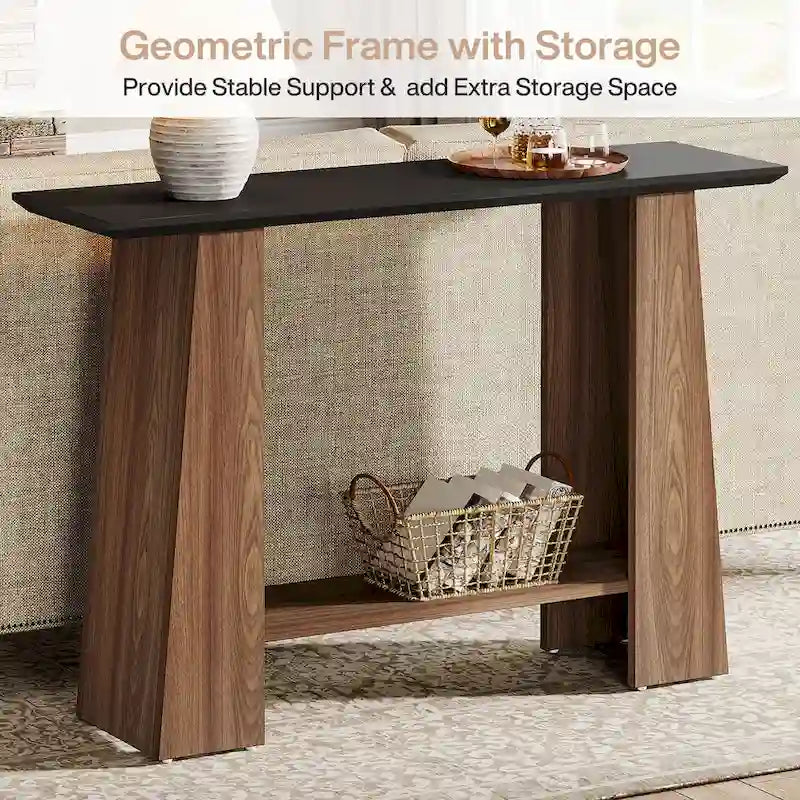 47 Mid-Century Modern Console Sofa Table with Storage for Entryway - 47.24 W x 13.78 D x 35.43 H