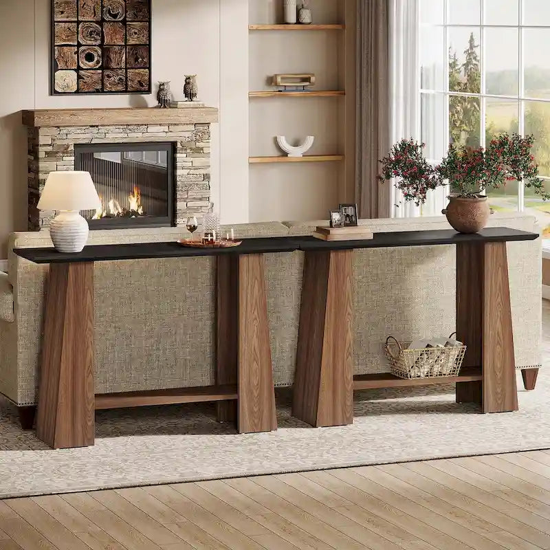 47 Mid-Century Modern Console Sofa Table with Storage for Entryway - 47.24 W x 13.78 D x 35.43 H