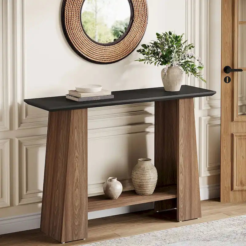 47 Mid-Century Modern Console Sofa Table with Storage for Entryway - 47.24 W x 13.78 D x 35.43 H