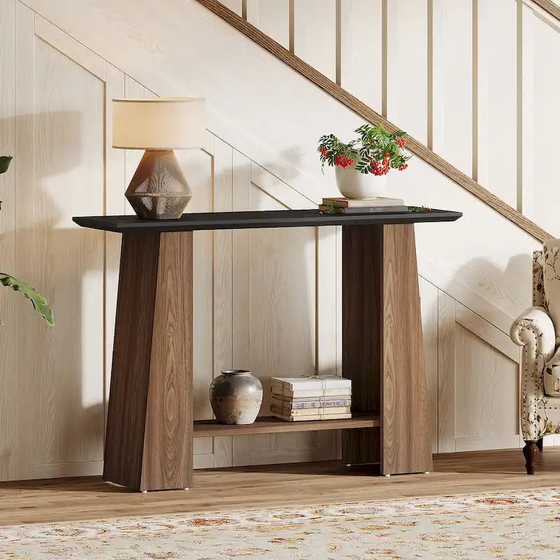47 Mid-Century Modern Console Sofa Table with Storage for Entryway - 47.24 W x 13.78 D x 35.43 H