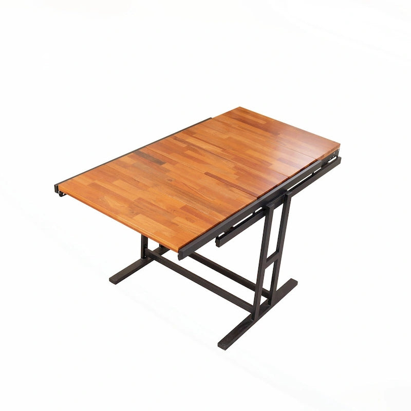 Versatile Convertible Dining Table with Industrial Rustic Design for Compact Spaces