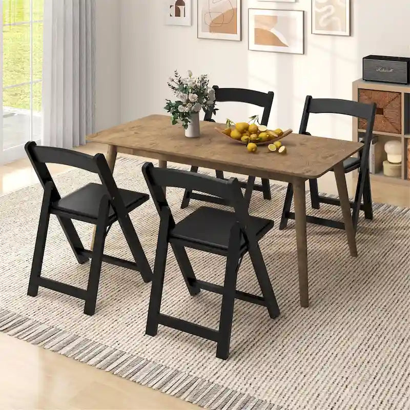 Gymax Set of 4 Dining Chairs w/ Rubber Wood Legs & Padded Seat for