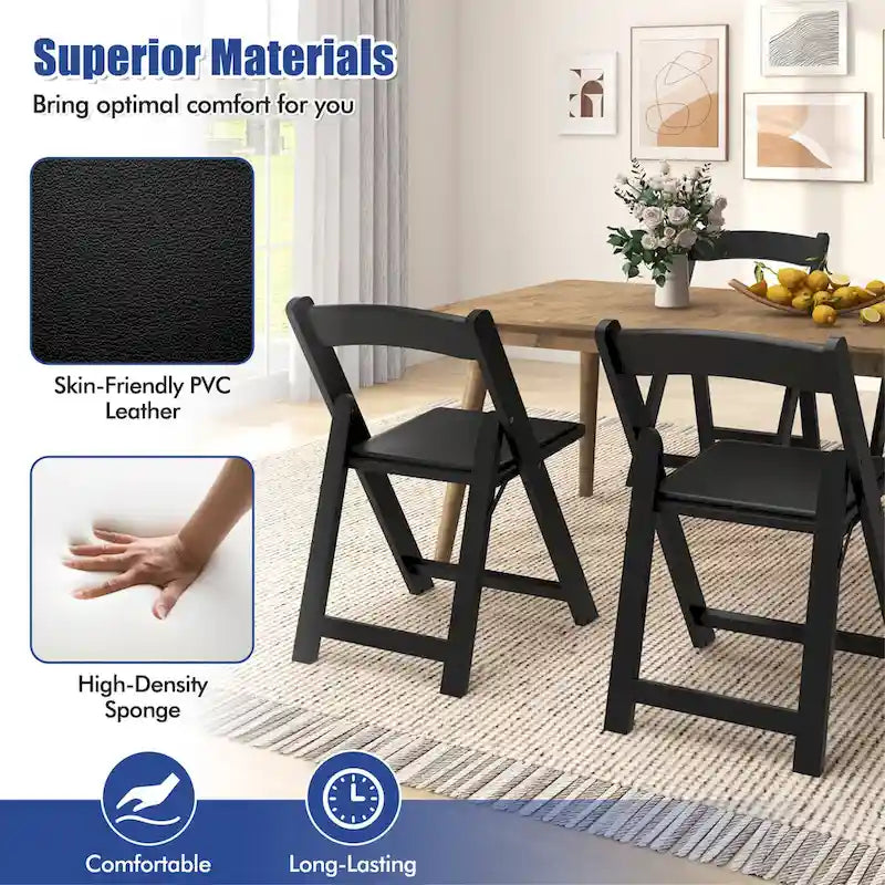 Gymax Set of 4 Dining Chairs w/ Rubber Wood Legs & Padded Seat for