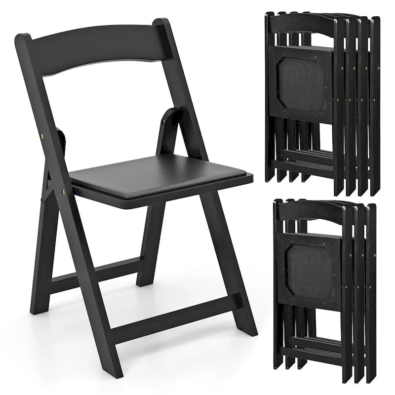 Gymax Set of 4 Dining Chairs w/ Rubber Wood Legs & Padded Seat for