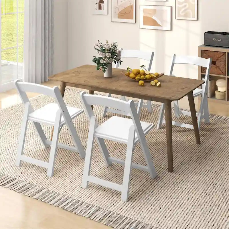 Gymax Set of 4 Dining Chairs w/ Rubber Wood Legs & Padded Seat for