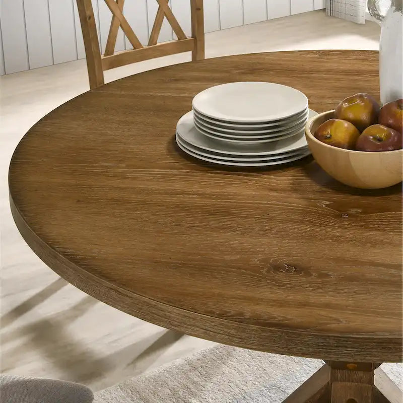 Counter Height Dining Table Set, 5 Piece Round Kitchen Dining Table Set with Round Table and 4 Upholstered Dining Chairs
