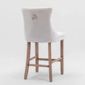 Counter Height Bar Chairs Set of 2, Upholstered Kitchen Island Chairs with Wooden Legs, Dining Room Chairs with Wingback