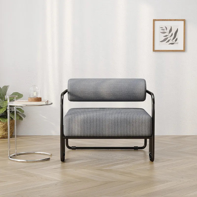 Living Room Corduroy Upholstered Accent Chair with Iron Frame