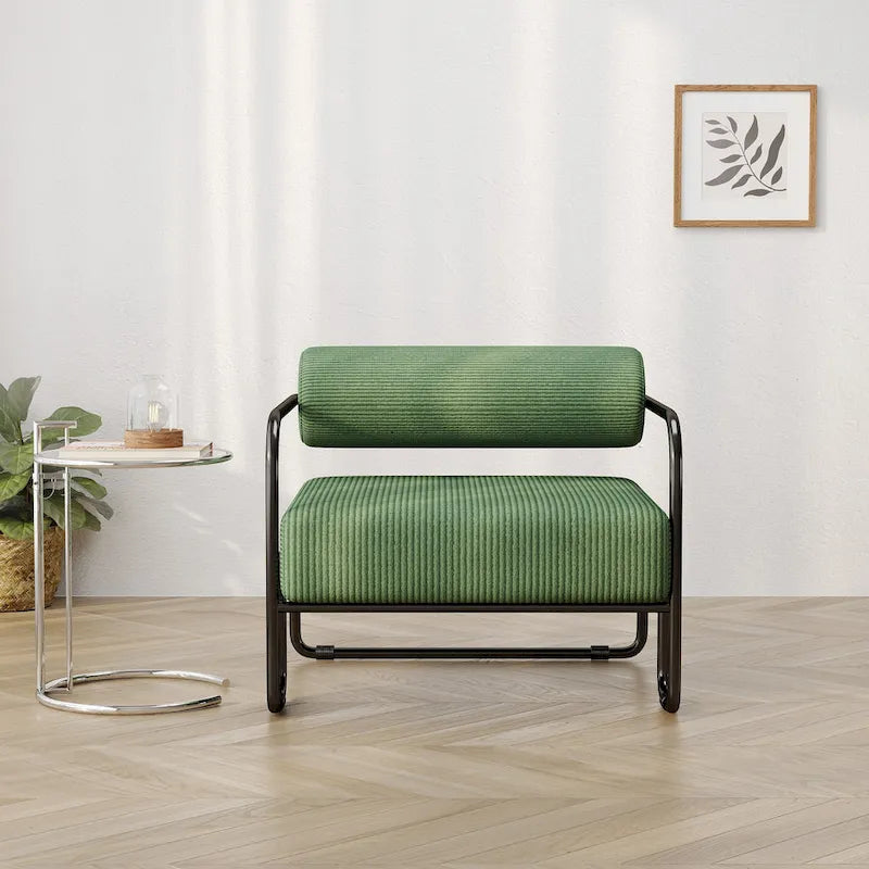 Living Room Corduroy Upholstered Accent Chair with Iron Frame