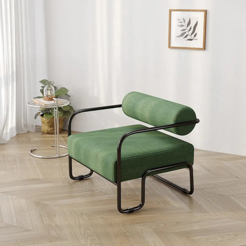 Living Room Corduroy Upholstered Accent Chair with Iron Frame