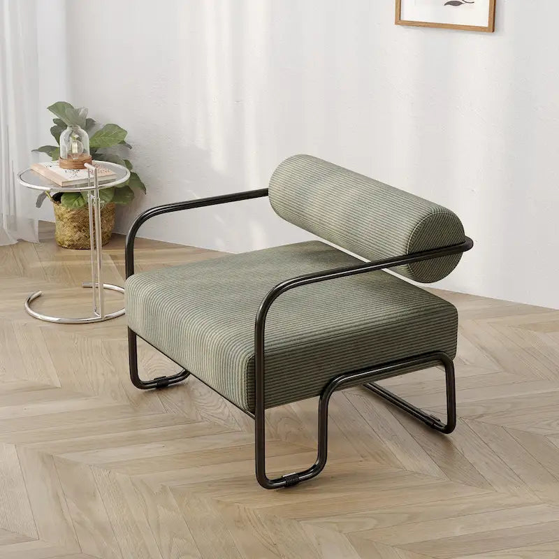 Living Room Corduroy Upholstered Accent Chair with Iron Frame