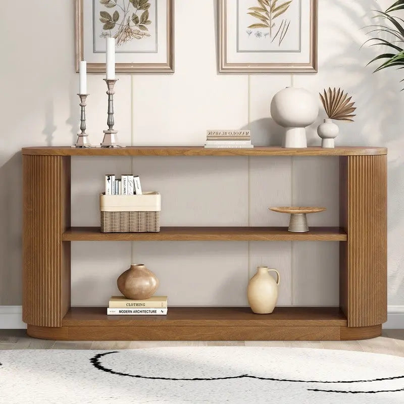 58.9 Modern Entryway Console Table, Slim Sofa Table with Open Shelf for Multi-Functional Use