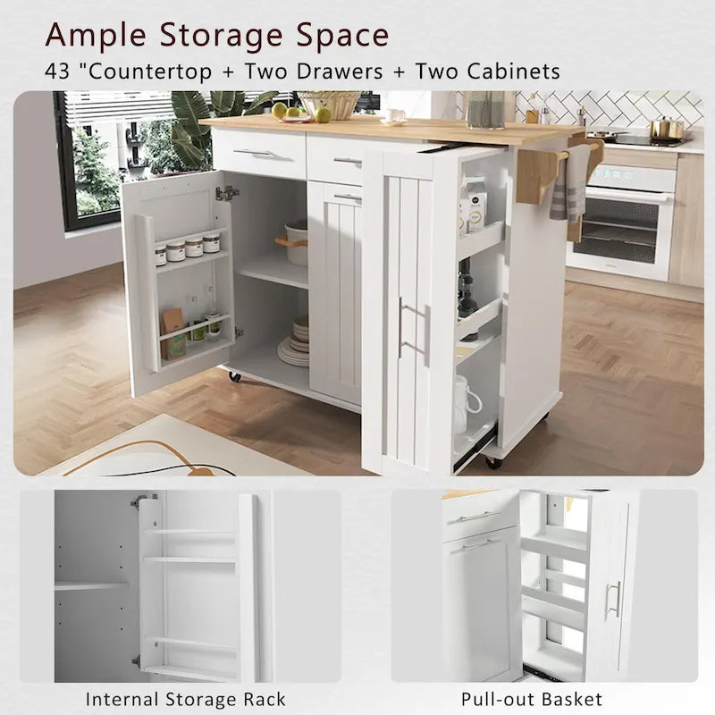 Kitchen Island With Drop Leaf(no include stool)