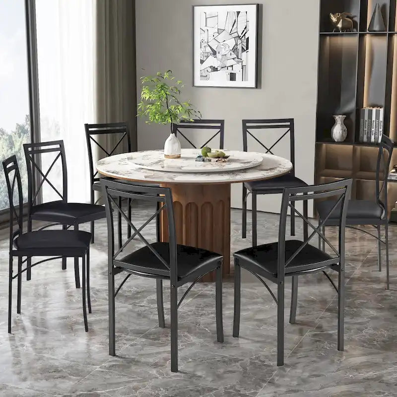VECELO Dining Chairs Set of 4/8, Beige/Black Folding Chairs with Steel Frame