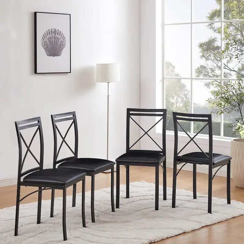 VECELO Dining Chairs Set of 4/8, Beige/Black Folding Chairs with Steel Frame