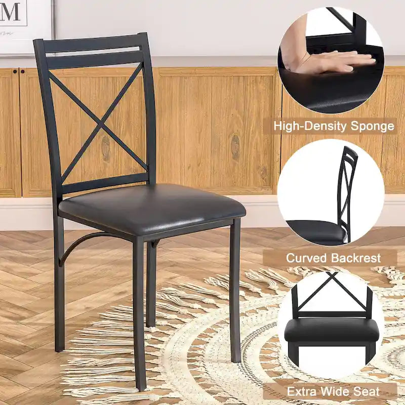 VECELO Dining Chairs Set of 4/8, Beige/Black Folding Chairs with Steel Frame