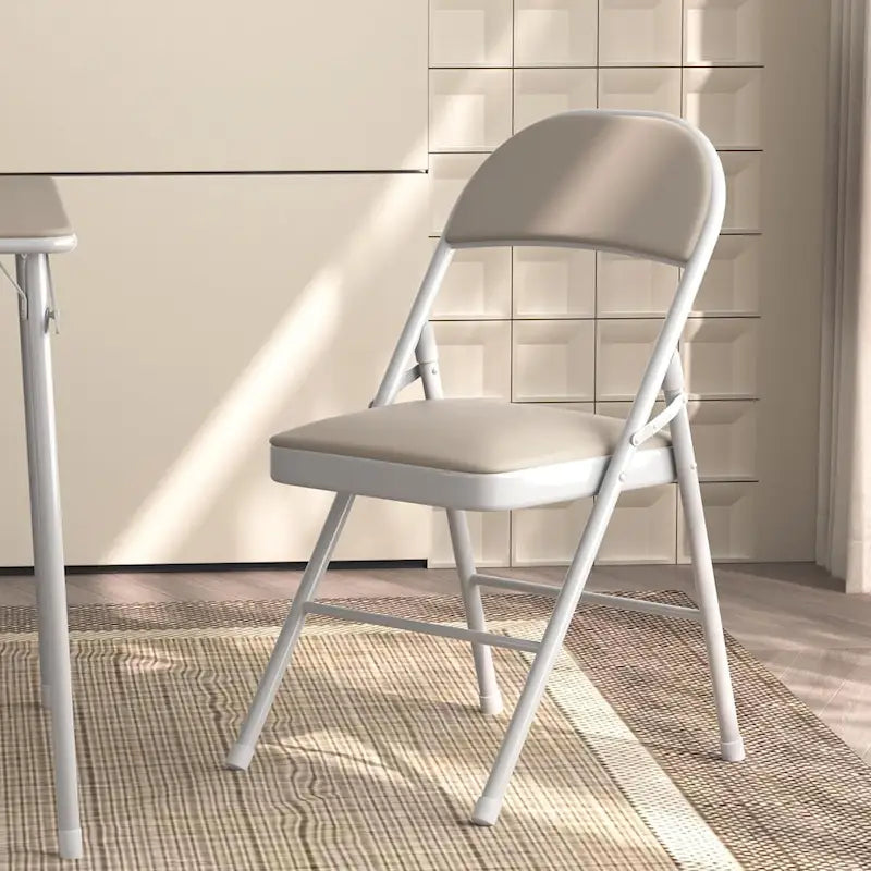 VECELO Dining Chairs Set of 4/8, Beige/Black Folding Chairs with Steel Frame