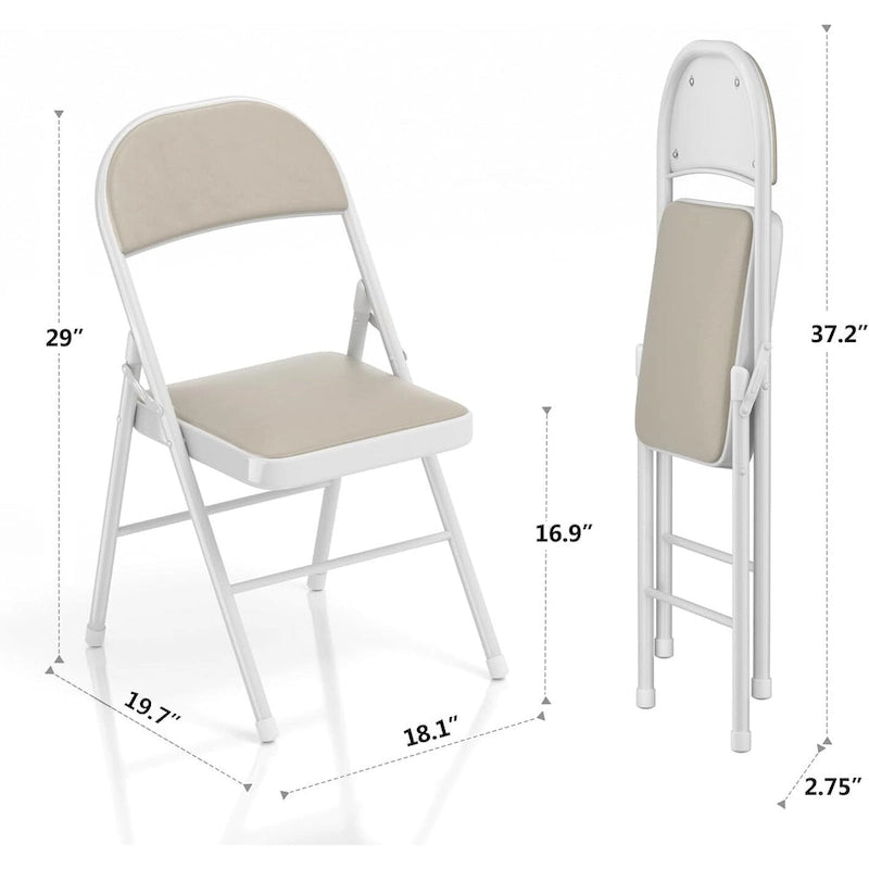 VECELO Dining Chairs Set of 4/8, Beige/Black Folding Chairs with Steel Frame