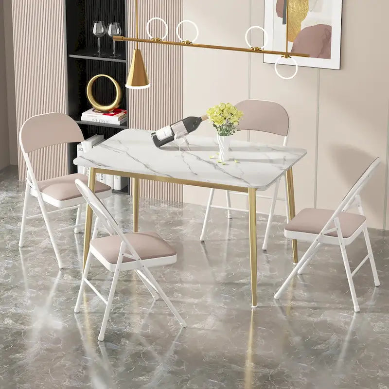 VECELO Dining Chairs Set of 4/8, Beige/Black Folding Chairs with Steel Frame