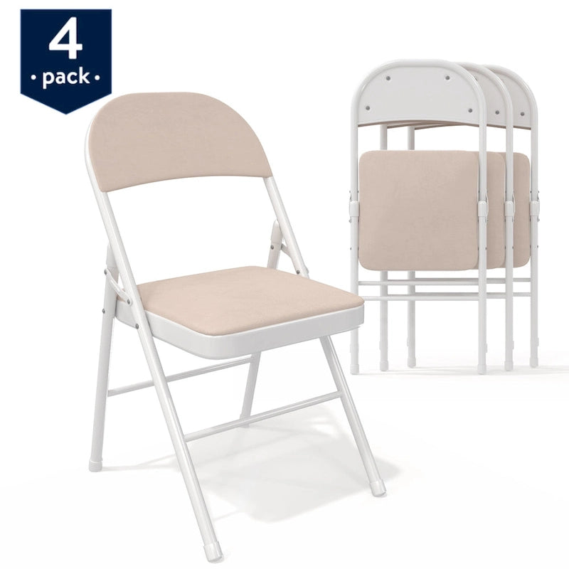 VECELO Dining Chairs Set of 4/8, Beige/Black Folding Chairs with Steel Frame