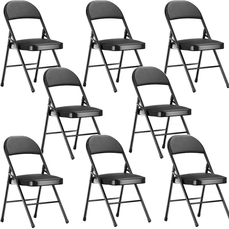VECELO Dining Chairs Set of 4/8, Beige/Black Folding Chairs with Steel Frame