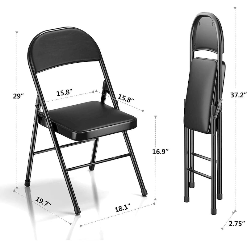 VECELO Dining Chairs Set of 4/8, Beige/Black Folding Chairs with Steel Frame