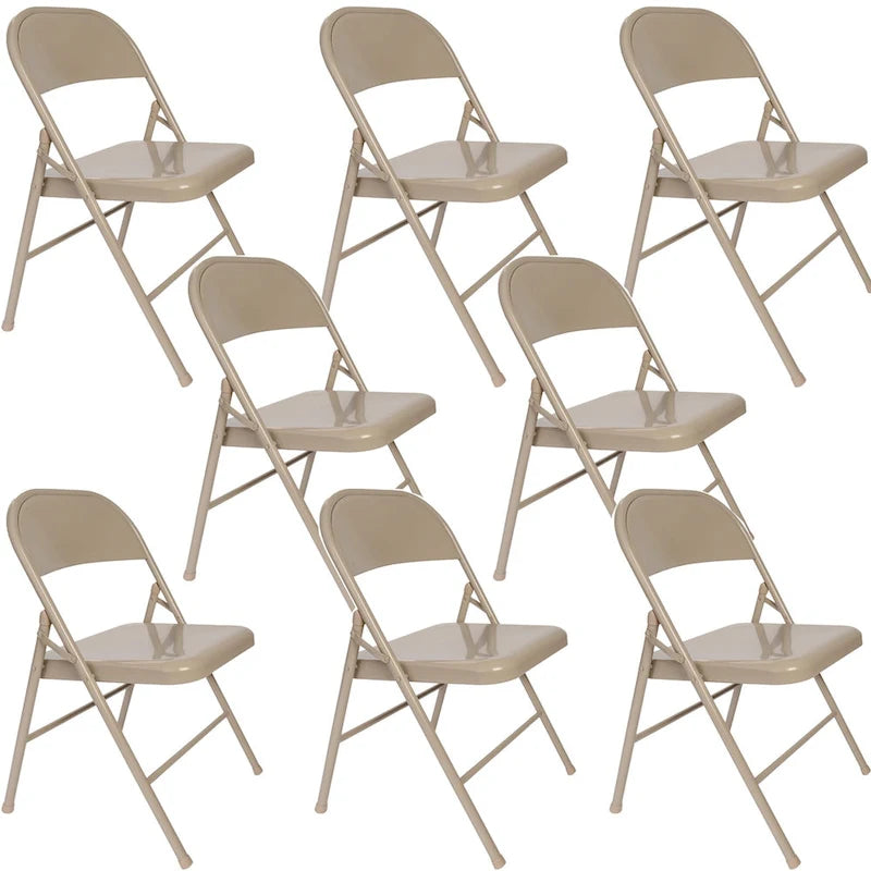 VECELO Dining Chairs Set of 4/8, Beige/Black Folding Chairs with Steel Frame