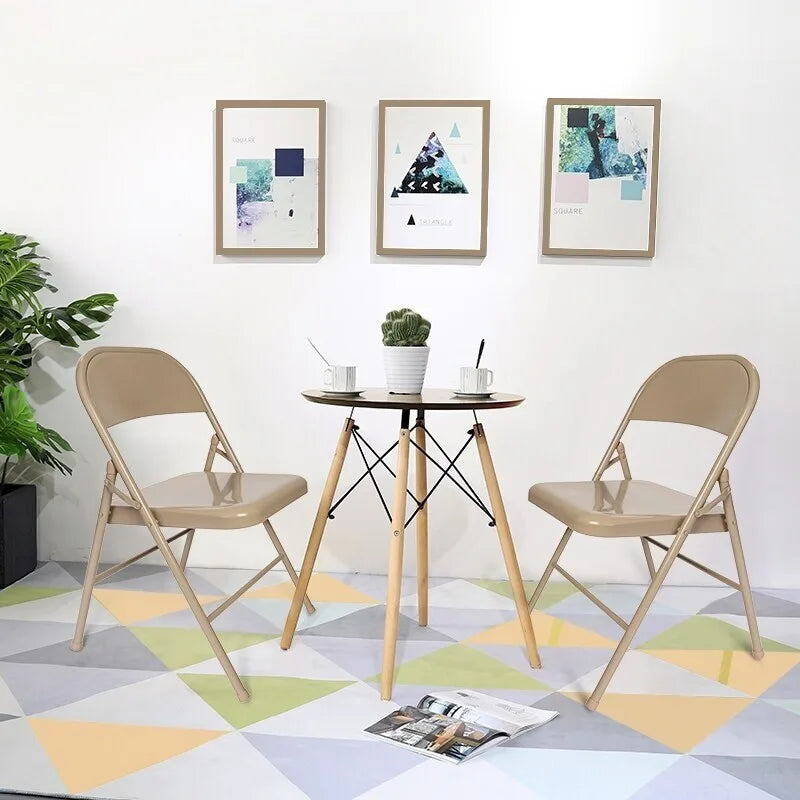 VECELO Dining Chairs Set of 4/8, Beige/Black Folding Chairs with Steel Frame
