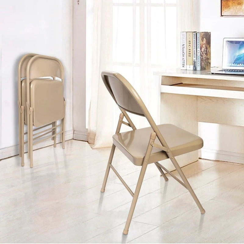 VECELO Dining Chairs Set of 4/8, Beige/Black Folding Chairs with Steel Frame