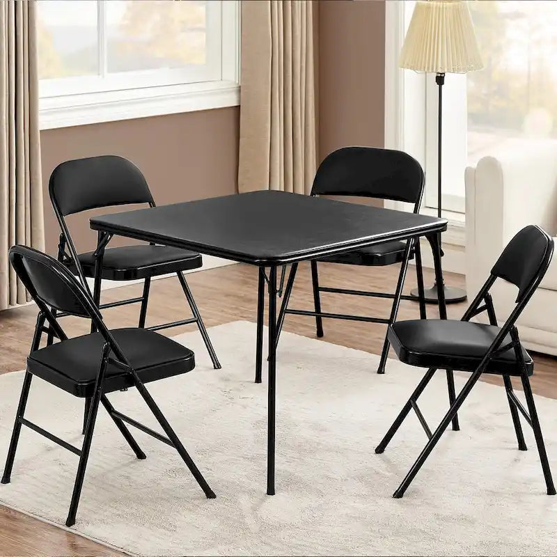 VECELO Dining Chairs Set of 4/8, Beige/Black Folding Chairs with Steel Frame