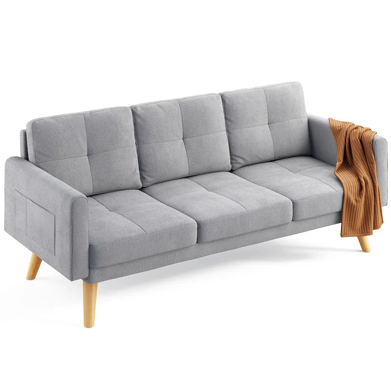 67 Sofa Couch with Soft Armrest Small Sofa Seat with 3 Comfy Pillows3-Seater Couch for Livingroom