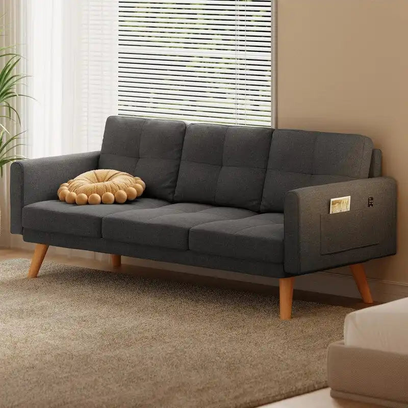 67 Sofa Couch with Soft Armrest Small Sofa Seat with 3 Comfy Pillows3-Seater Couch for Livingroom