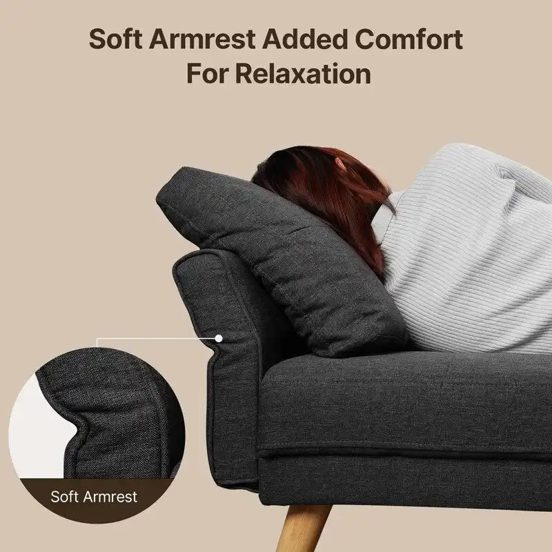 67 Sofa Couch with Soft Armrest Small Sofa Seat with 3 Comfy Pillows3-Seater Couch for Livingroom