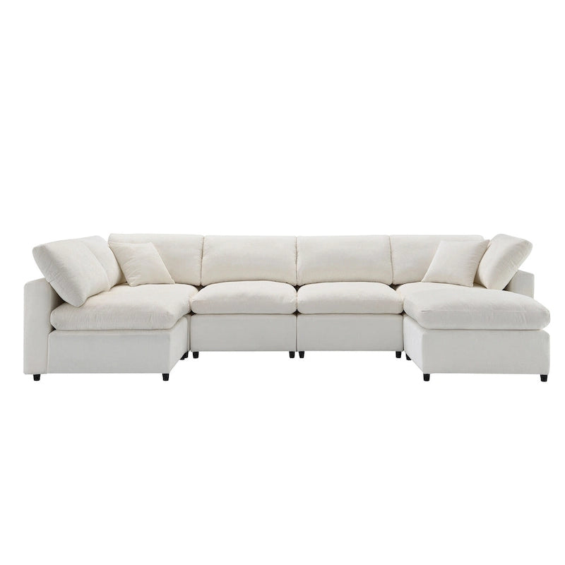 Modular Chenille Cloud Sofa Bed, Convertible U Shaped Sleeper Sofa