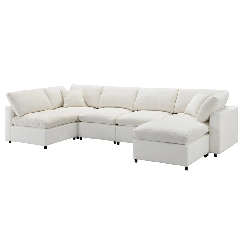 Modular Chenille Cloud Sofa Bed, Convertible U Shaped Sleeper Sofa