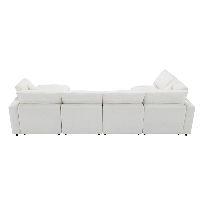 Modular Chenille Cloud Sofa Bed, Convertible U Shaped Sleeper Sofa