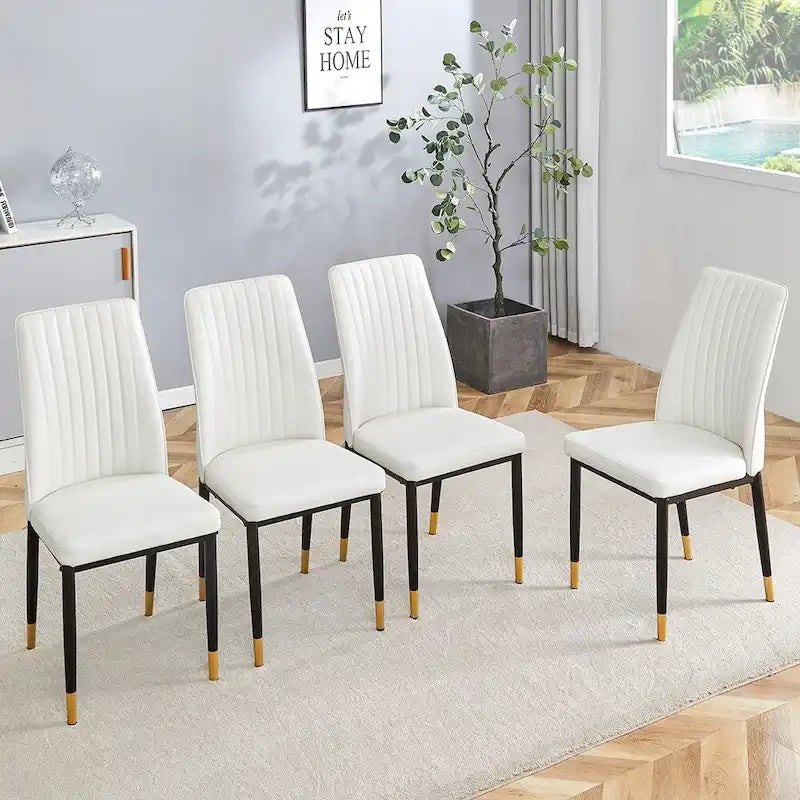Stylish High Back Dining Chair Set for Various Rooms, PU Material Enhanced