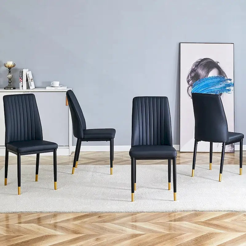 Stylish High Back Dining Chair Set for Various Rooms, PU Material Enhanced