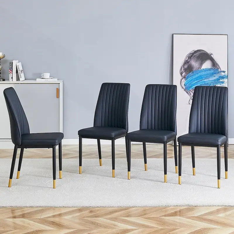 Stylish High Back Dining Chair Set for Various Rooms, PU Material Enhanced