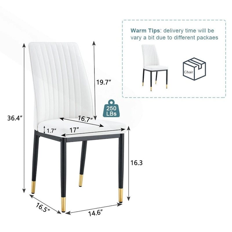 Stylish High Back Dining Chair Set for Various Rooms, PU Material Enhanced