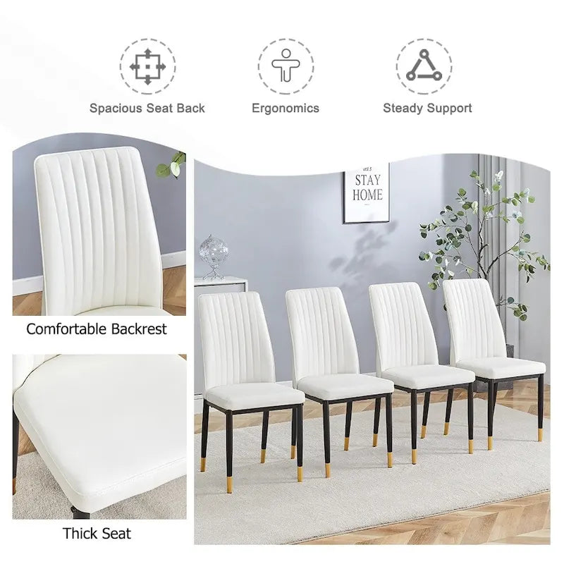 Stylish High Back Dining Chair Set for Various Rooms, PU Material Enhanced
