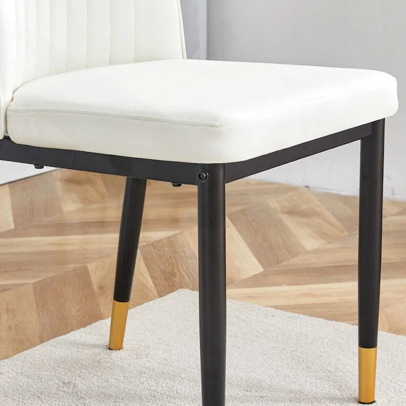 Stylish High Back Dining Chair Set for Various Rooms, PU Material Enhanced
