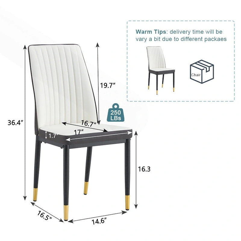Stylish High Back Dining Chair Set for Various Rooms, PU Material Enhanced