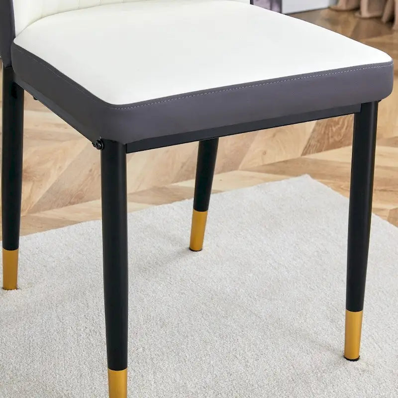 Stylish High Back Dining Chair Set for Various Rooms, PU Material Enhanced