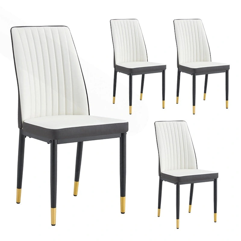 Stylish High Back Dining Chair Set for Various Rooms, PU Material Enhanced