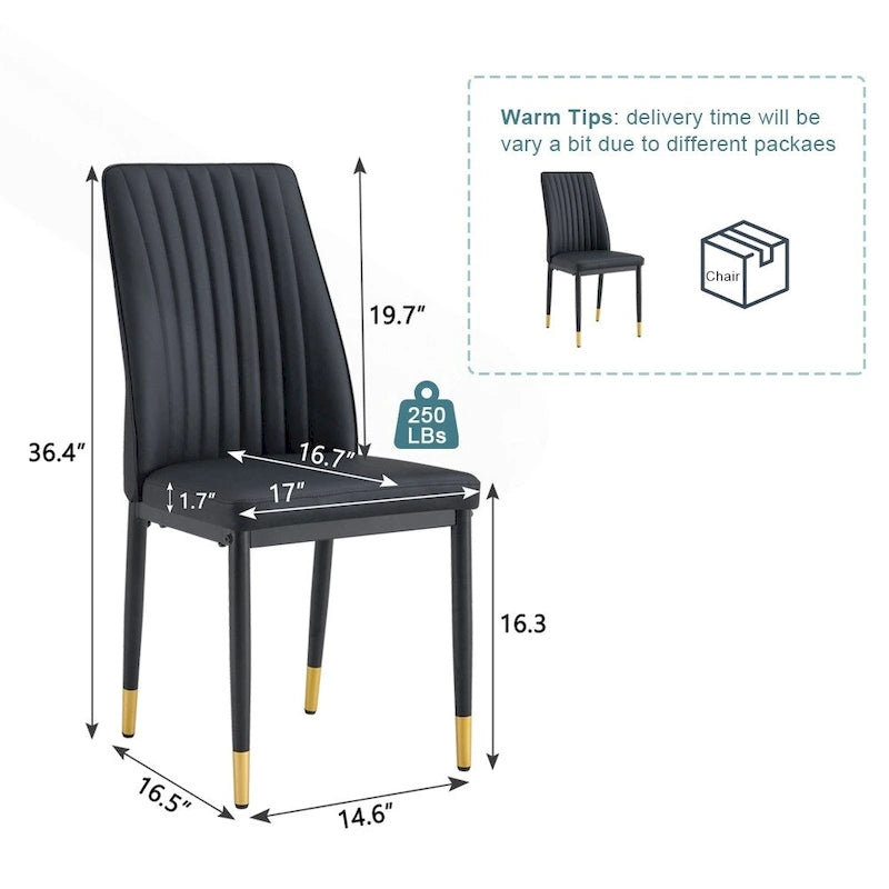 Stylish High Back Dining Chair Set for Various Rooms, PU Material Enhanced