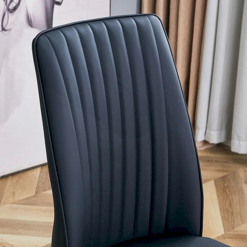 Stylish High Back Dining Chair Set for Various Rooms, PU Material Enhanced