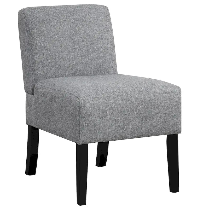Gymax Armless Accent Chair w/ Rubber Wood Legs Modern Vanity Chair for